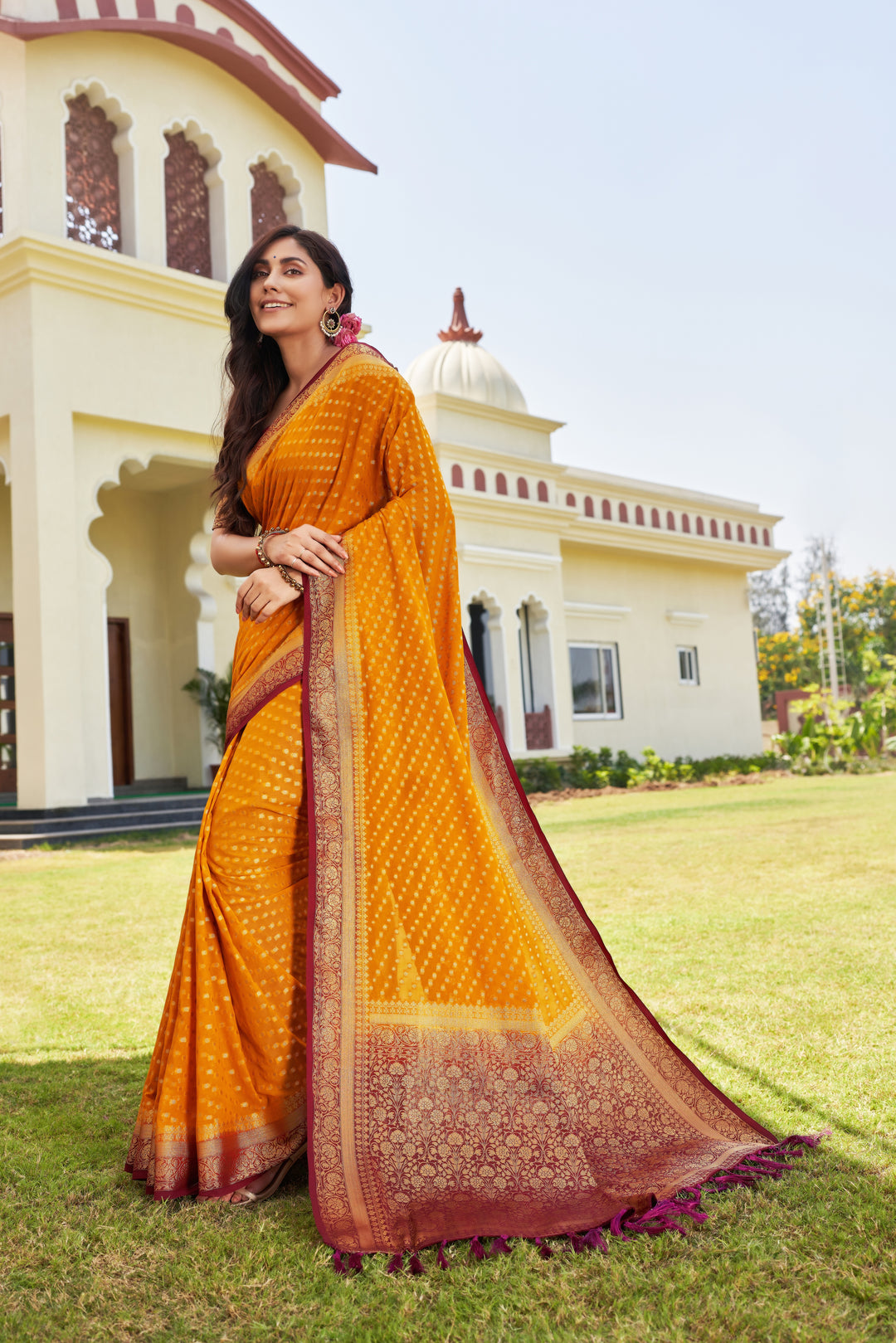 Elegant Georgette Saree | Woven Designer Look for Special Events & Parties