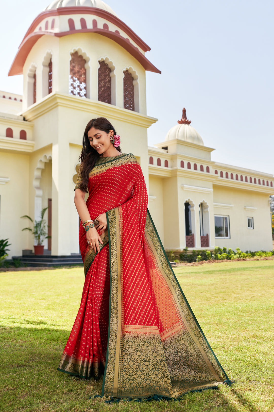 Elegant Georgette Saree | Woven Designer Look for Special Events & Parties