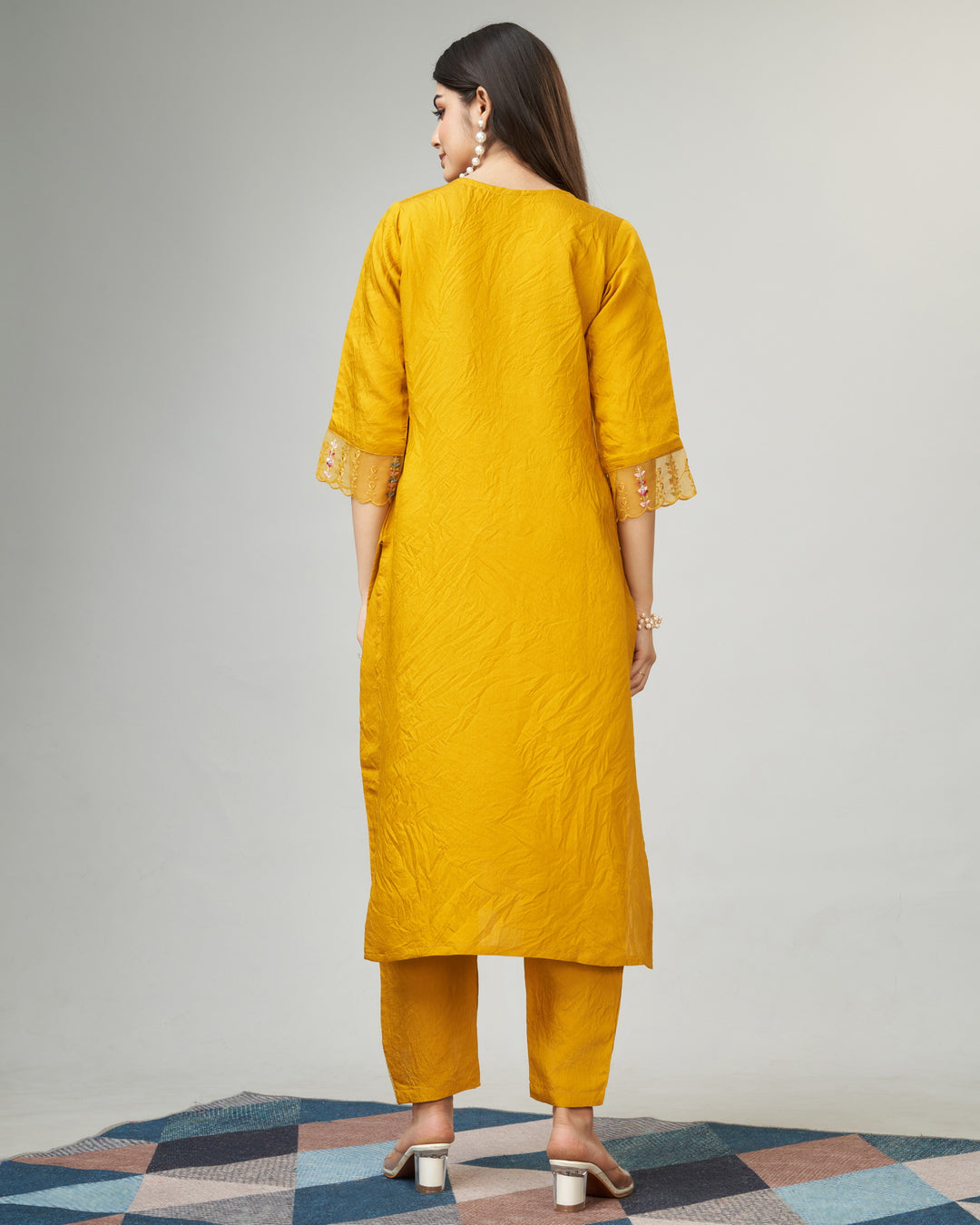 Embroidery-Work Viscose Kurtis Set | Three-Quarter Sleeve | Round-Neck