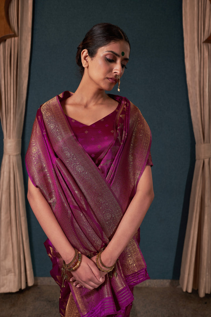 Designer Satin-Silk Saree | Woven Jari Work for Special Events & Weddings