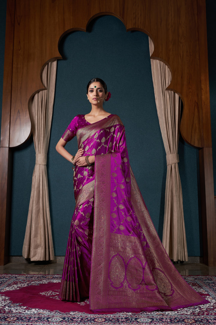 Designer Satin-Silk Saree | Woven Jari Work for Special Events & Weddings