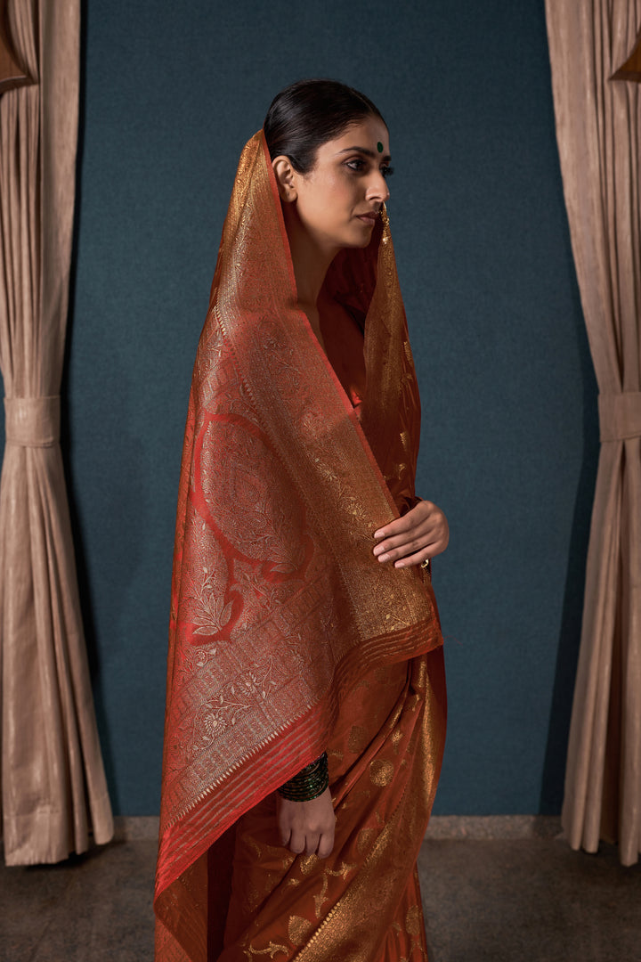 Designer Satin-Silk Saree | Woven Jari Work for Special Events & Weddings