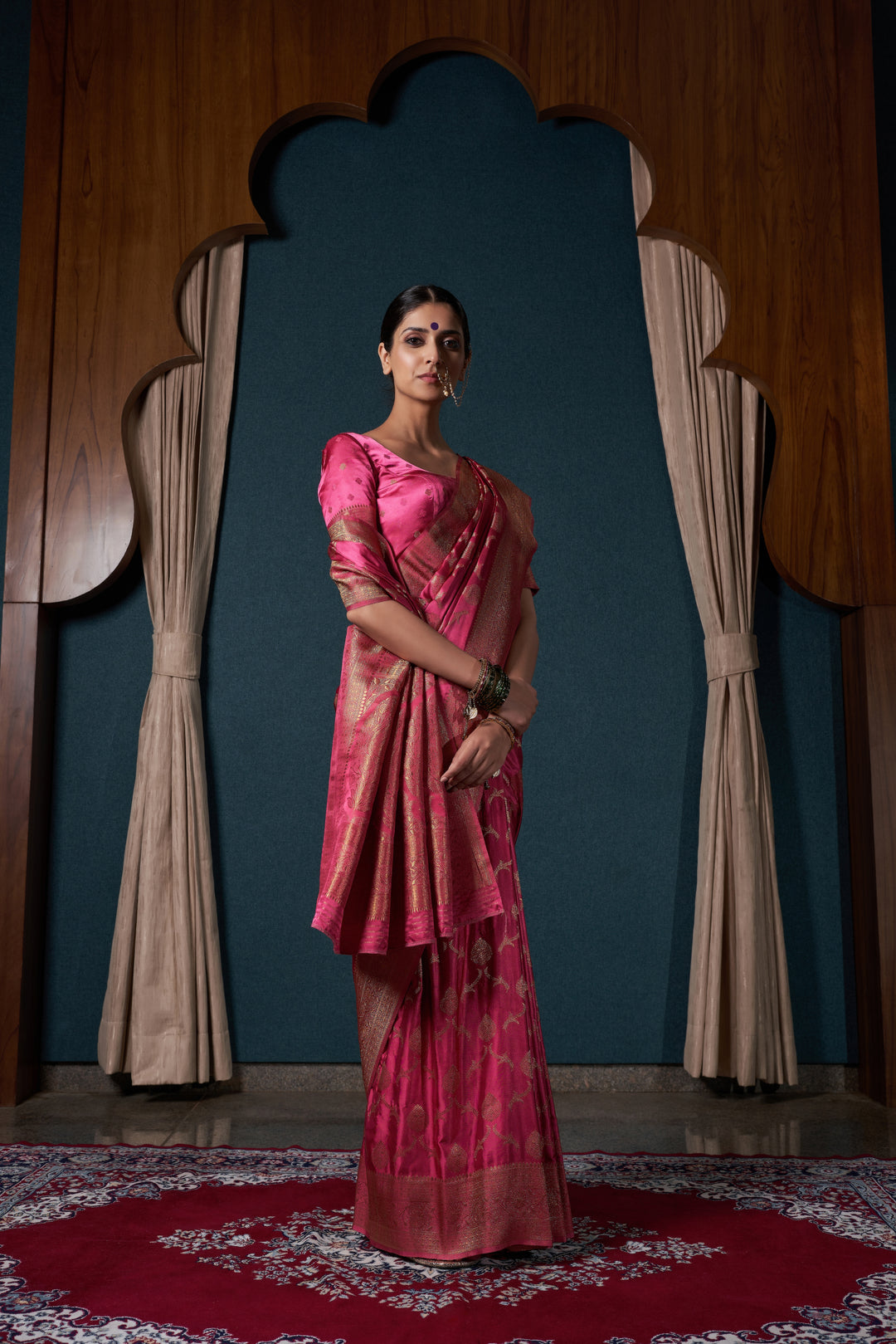 Designer Satin-Silk Saree | Woven Jari Work for Special Events & Weddings