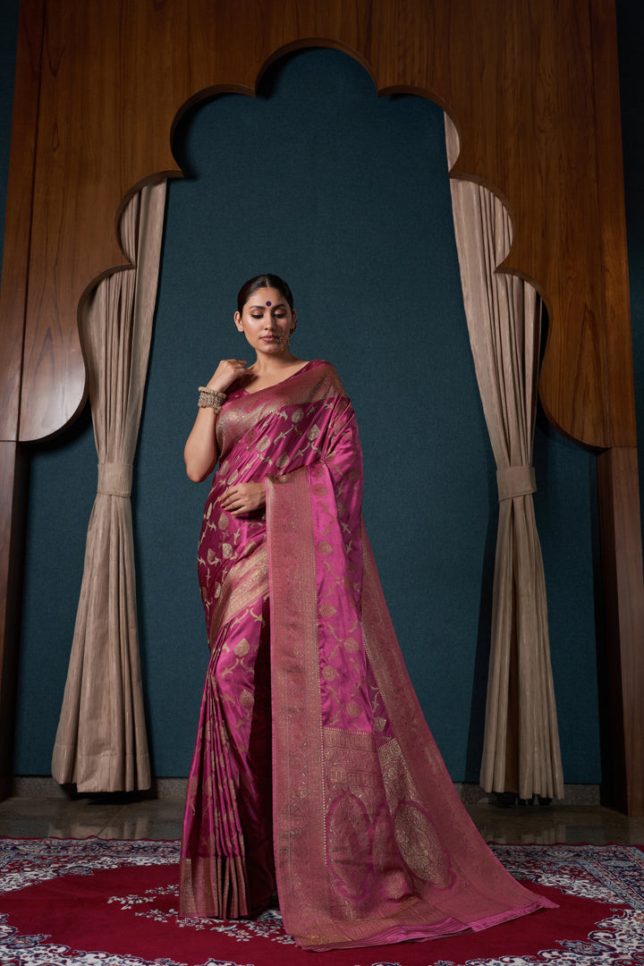 Designer Satin-Silk Saree | Woven Jari Work for Special Events & Weddings