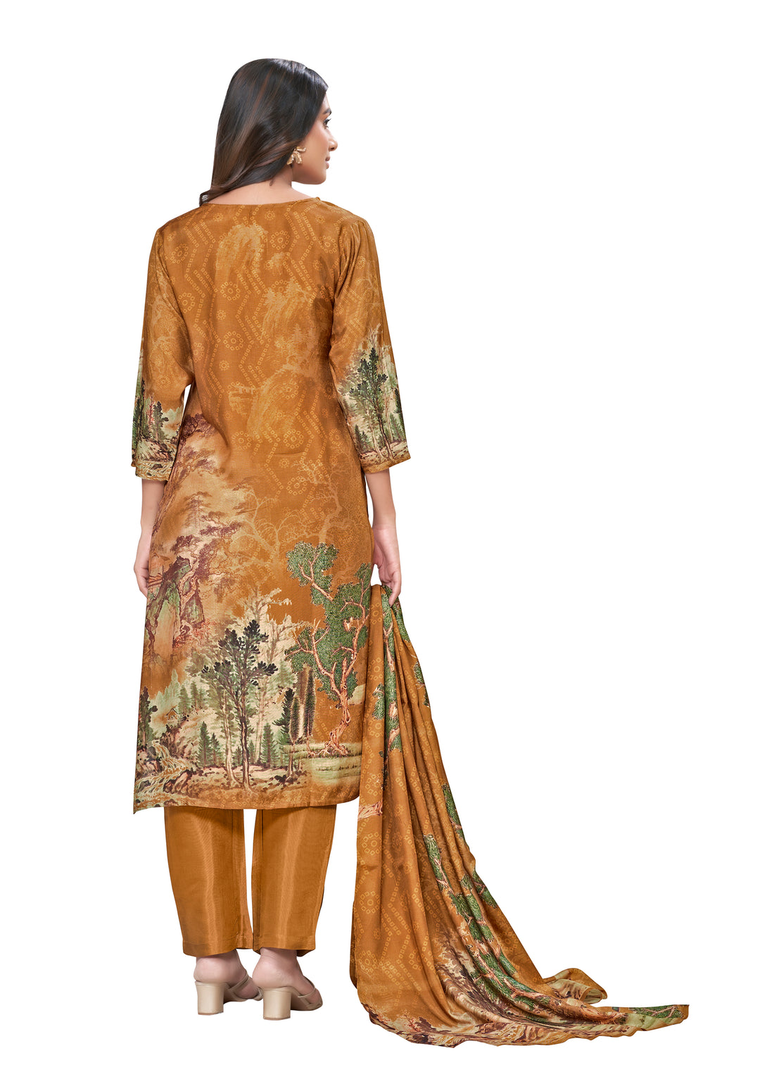 Designer Digital Printed Muslin Kurtis Set | Three-Quarter Sleeve | Festive Wear