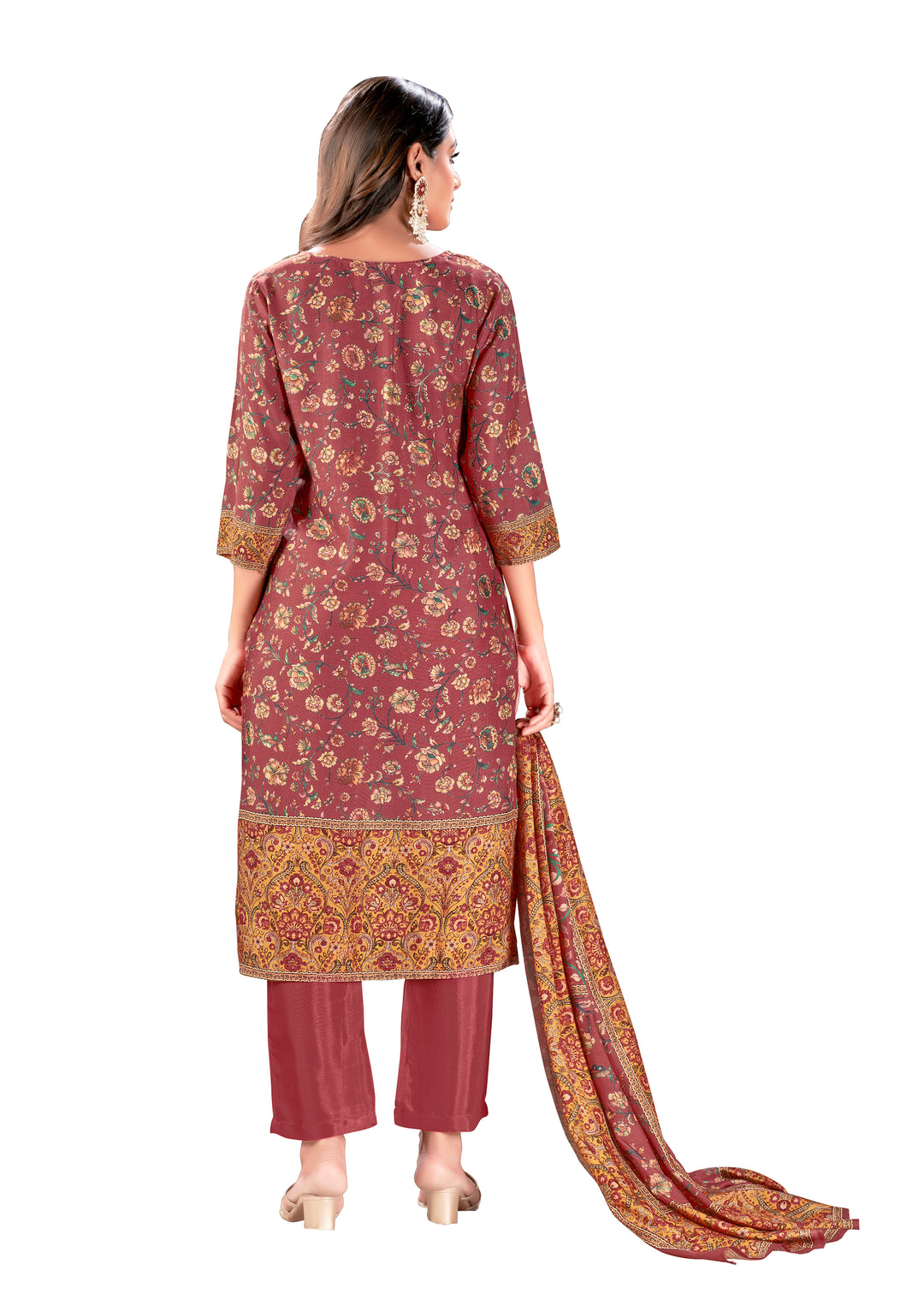 Designer Digital Printed Muslin Kurtis Set | Three-Quarter Sleeve for Festive Events