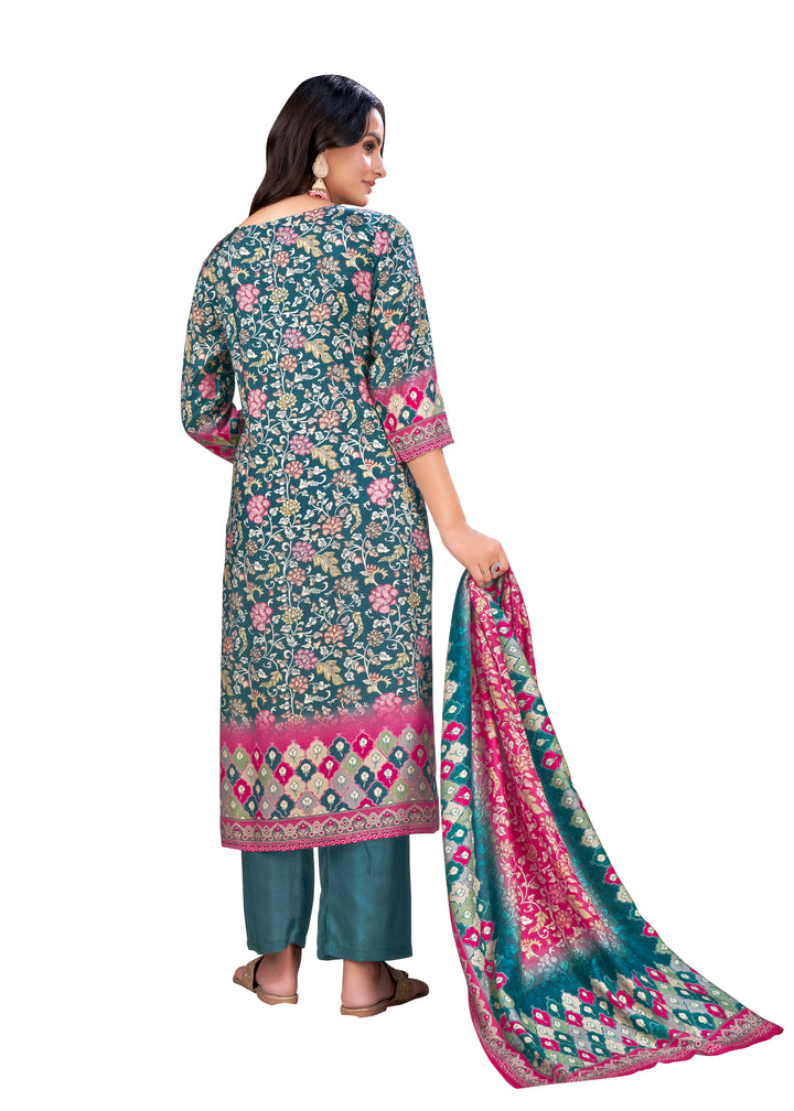 Designer Digital Printed Muslin Kurtis-Set | Three-Quarter Sleeve | Round Neck