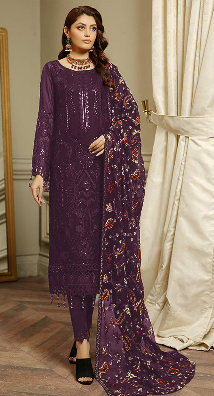 Elegant Georgette Kurtis-Set with Thread & Sequins for Special Events | Full-Length Round Neck