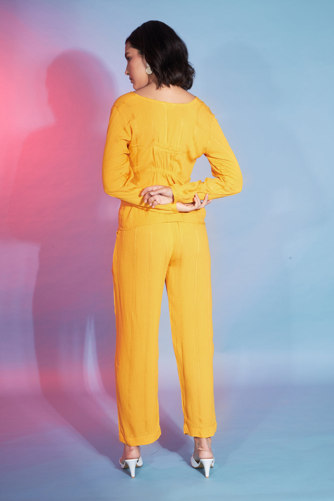 Yellow Viscose Rayon Co-Ord Set | Stylish Top & Bottom Combo