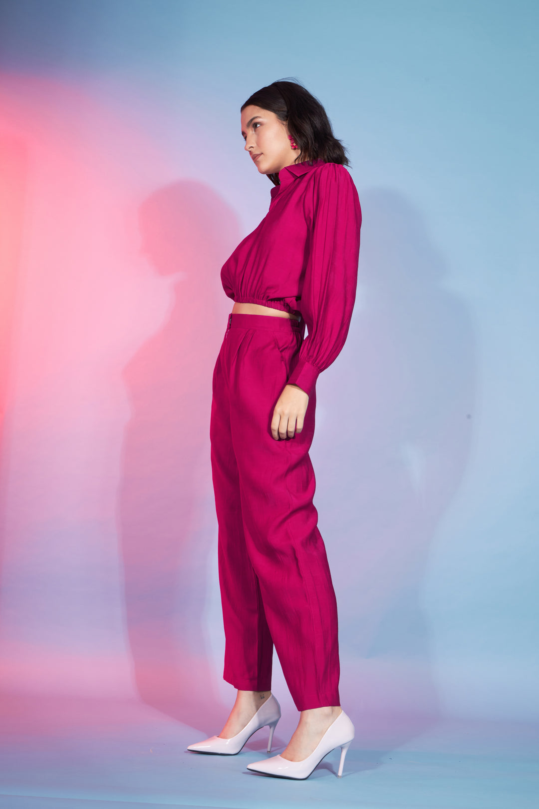 Bright Pink Viscose Rayon Co-Ord Set | Trendy Top & Bottom Combo