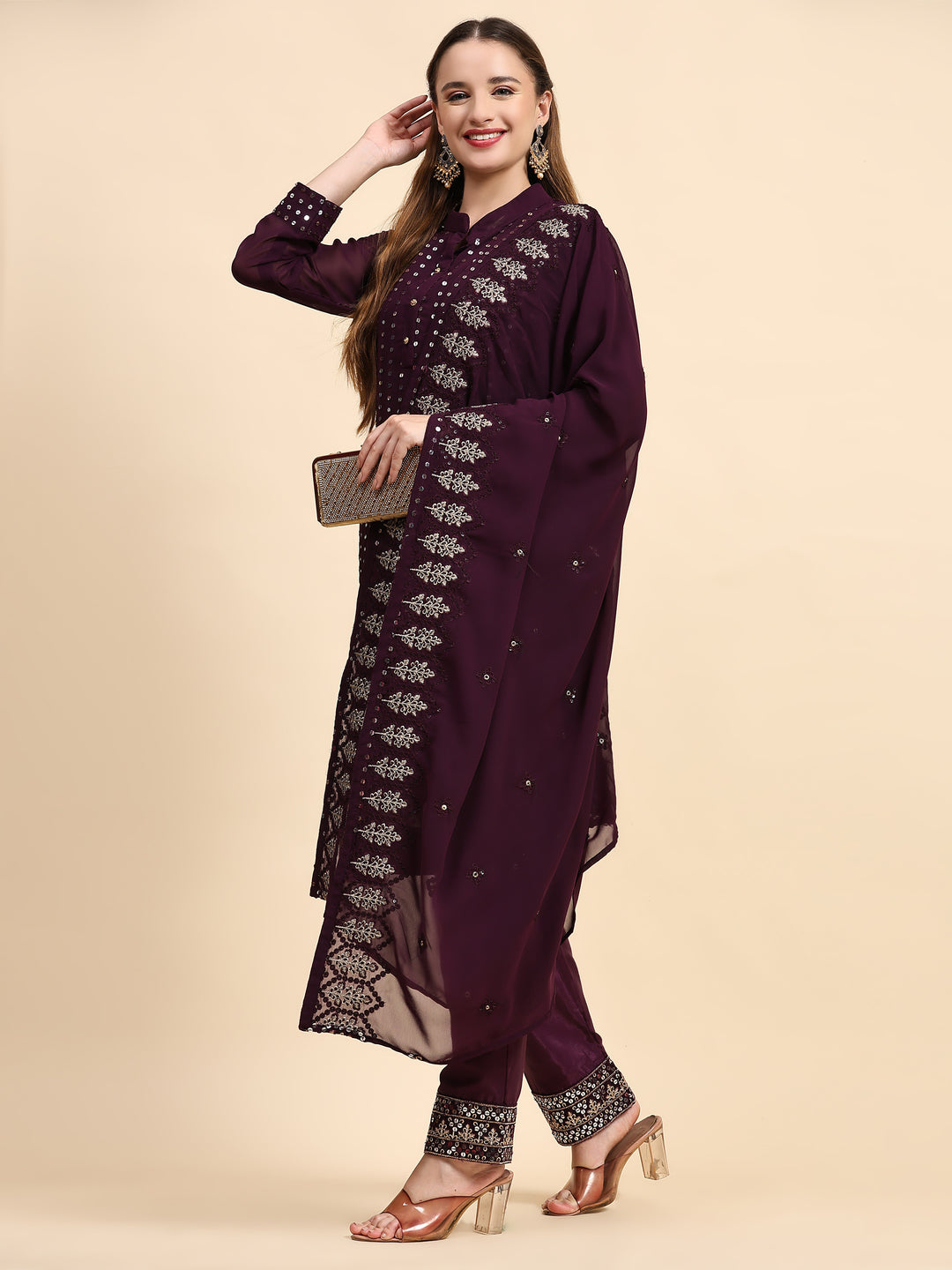 Faux-Georgette Salwar Kameez | Sequance Embroidery for Special Events