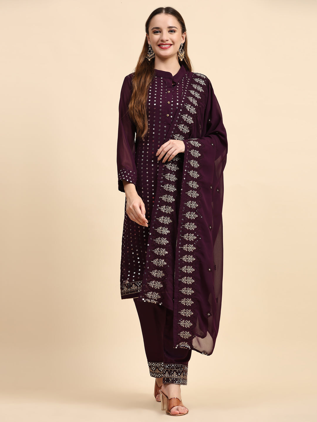 Faux-Georgette Salwar Kameez | Sequance Embroidery for Special Events