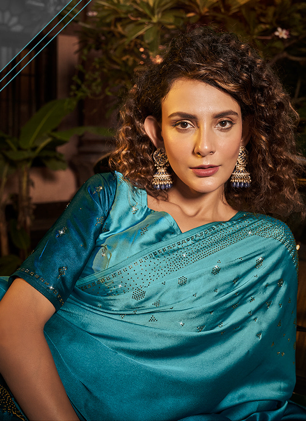 Elegant Satin & Georgette Saree | Heavy Swarovski Work for Special Events