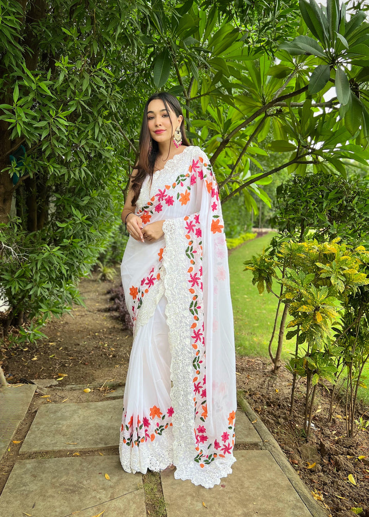 Heavy Designer Georgette Saree with Art Silk Blouse | Perfect for Weddings & Festive Events