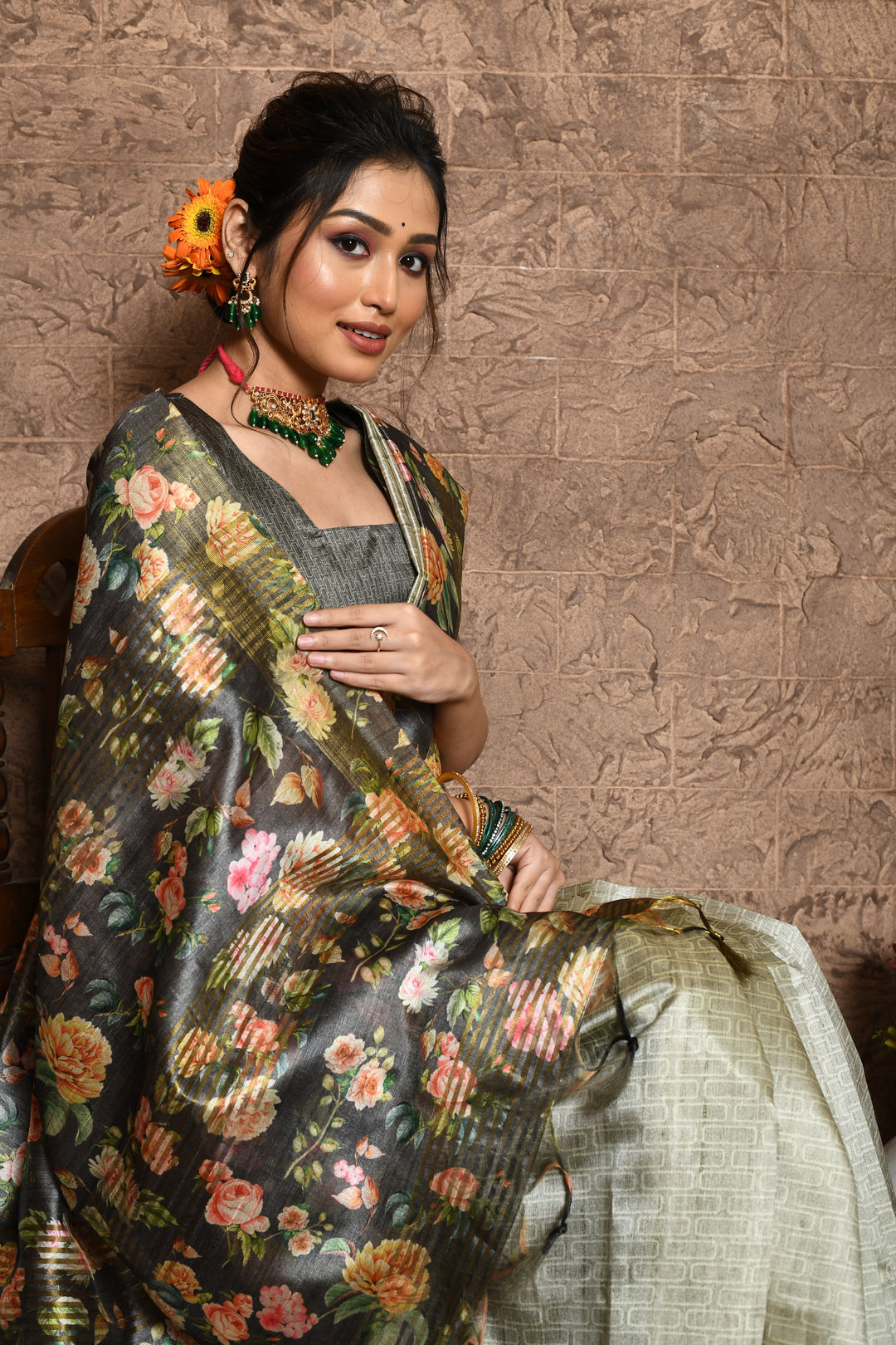 Designer Tussar Silk Saree | Elegant Printed Fabric for Special Events