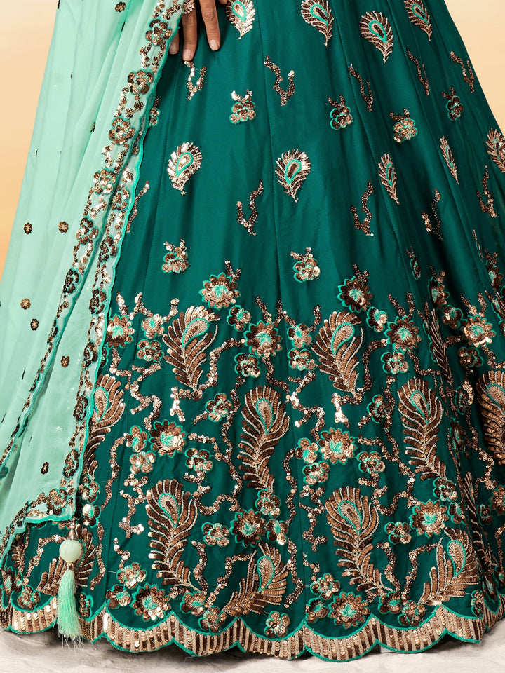 Beautiful Green Embroidered Georgette Wedding Lehenga Choli