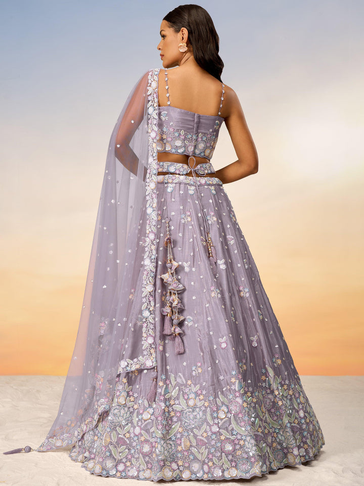 Incredible Mauve Sequins Chiffon Designer Lehenga Choli With Dupatta