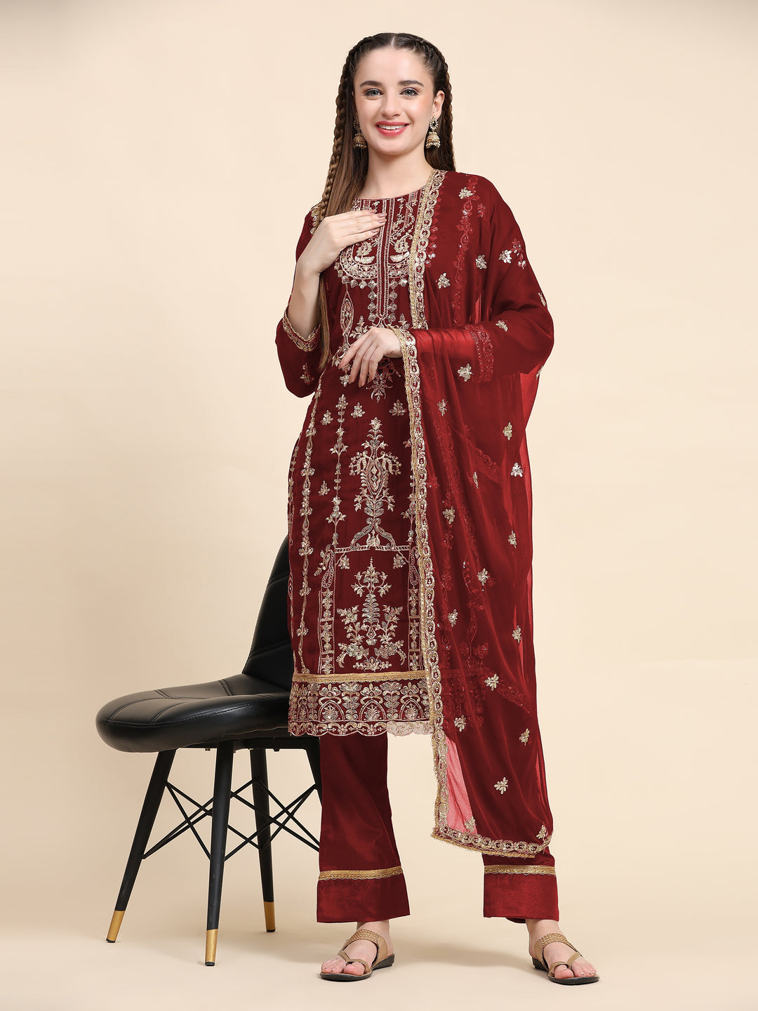 Semi Stitched Kurtis Set | Faux Georgette with Jari Embroidery