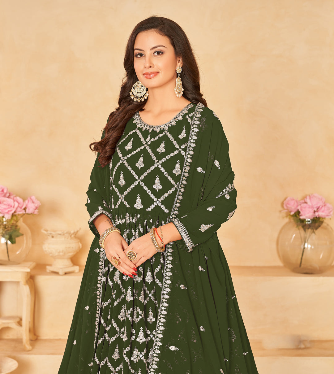 Semi Stitched Anarkali Suit | Faux Georgette with Designer Embroidery