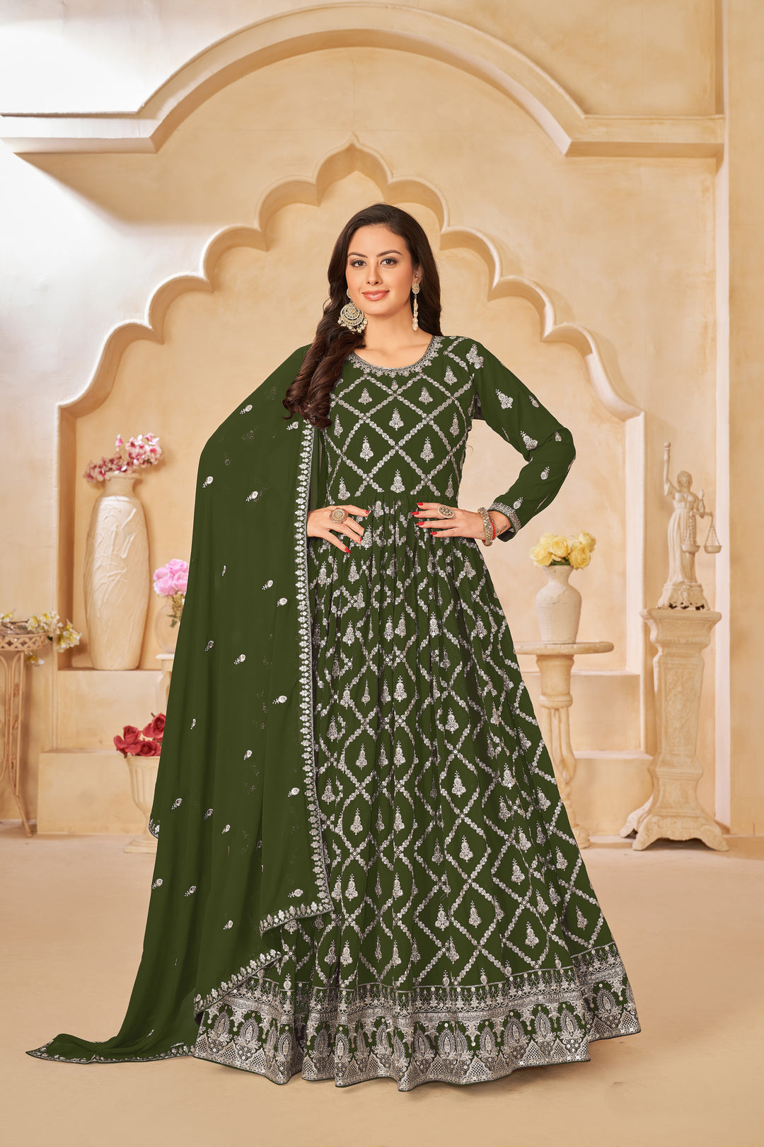 Semi Stitched Anarkali Suit | Faux Georgette with Designer Embroidery