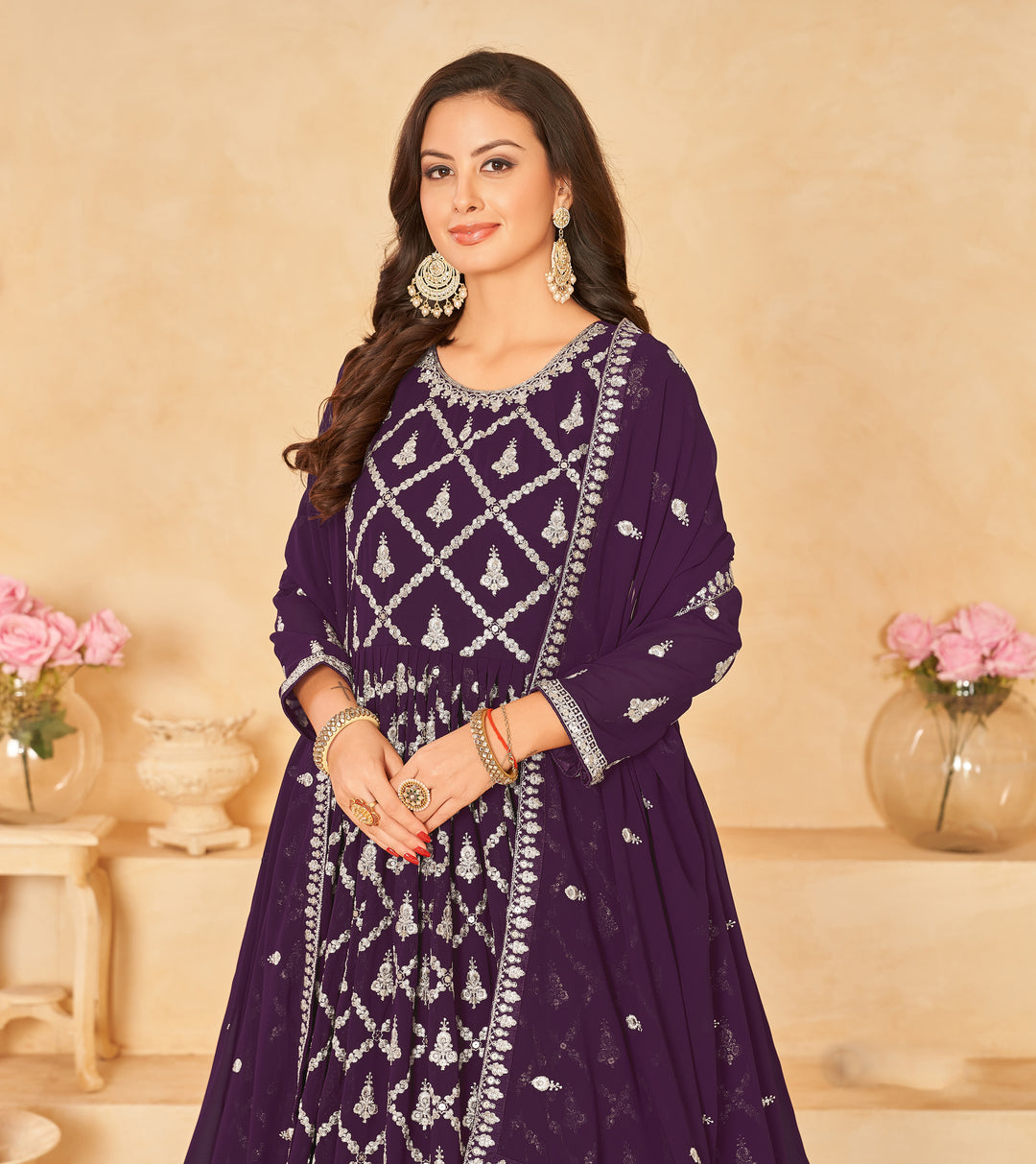 Semi Stitched Anarkali Suit | Faux Georgette with Designer Embroidery