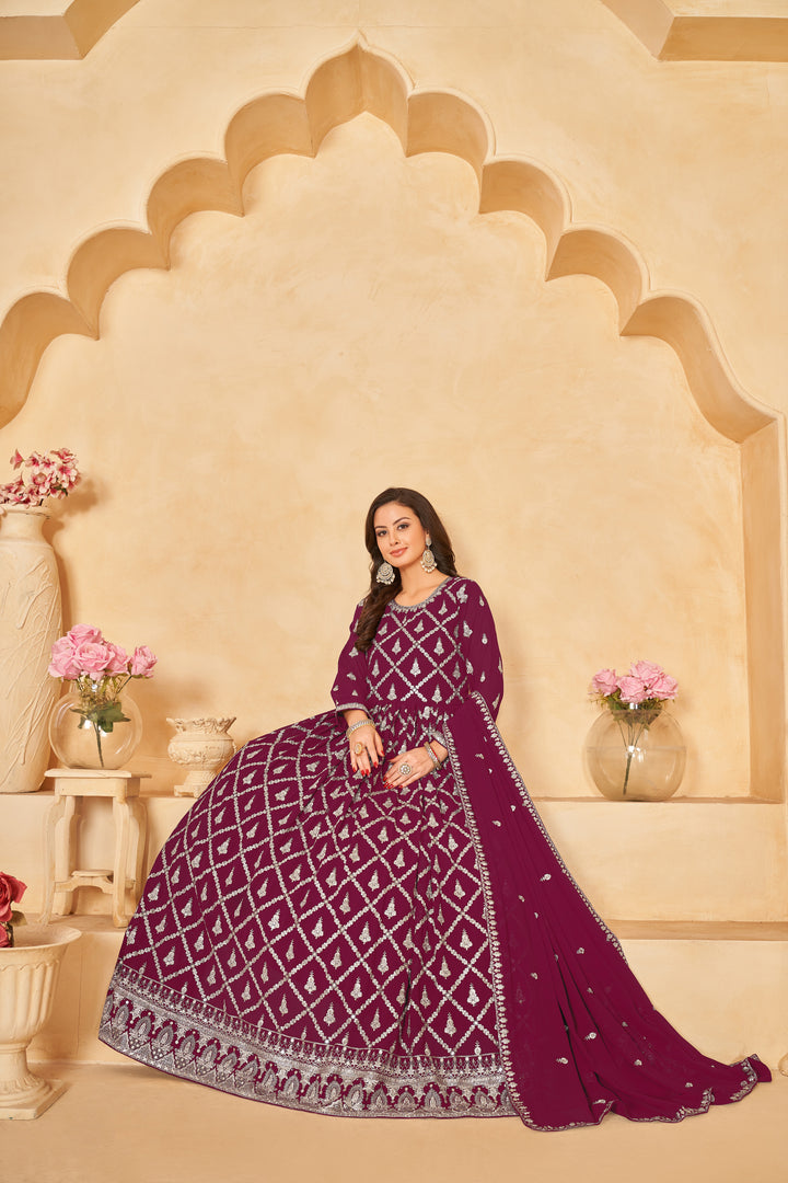 Semi Stitched Anarkali Suit | Faux Georgette with Designer Embroidery