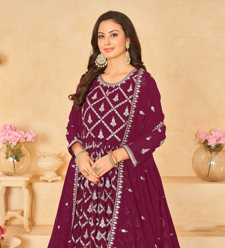 Semi Stitched Anarkali Suit | Faux Georgette with Designer Embroidery