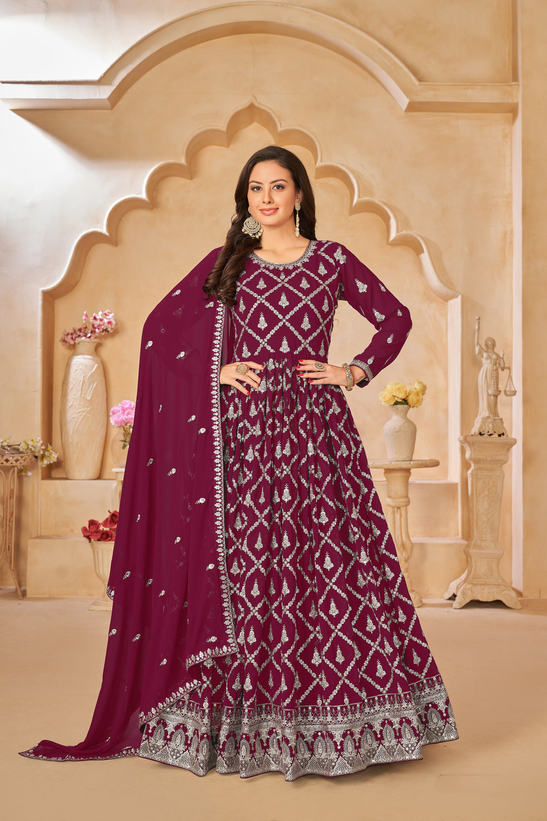 Semi Stitched Anarkali Suit | Faux Georgette with Designer Embroidery