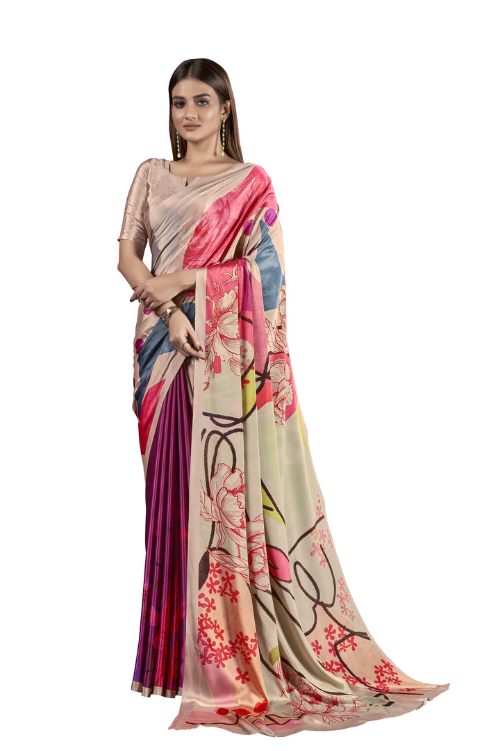 Designer Digital Printed Crepe Saree | Soft Silk for Special Events