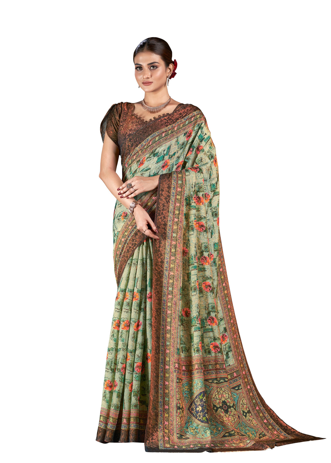 Designer Silk Saree | Woven Jari & Digital Print for Special Events