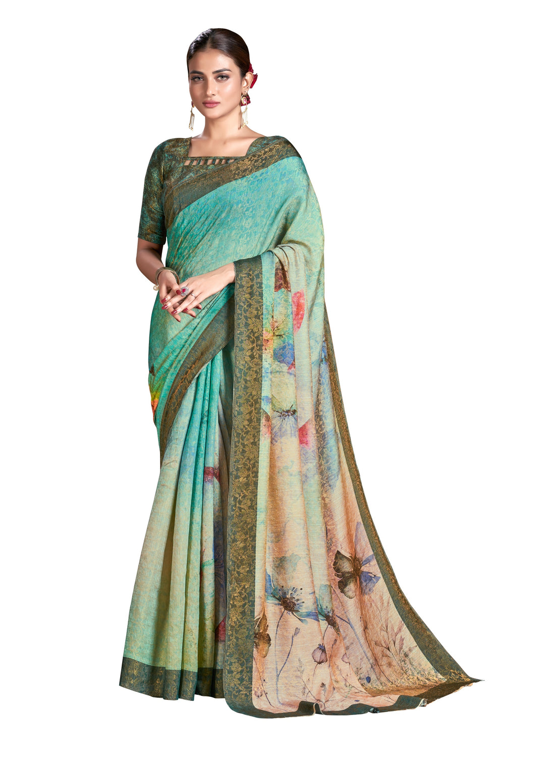 Designer Silk Saree with Woven Jari | Digital Printed for Special Events