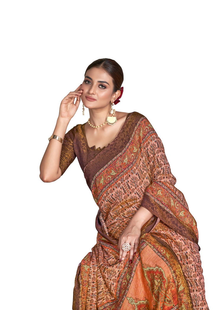 Silk Saree with Woven Jari Designer Work | Digital Printed for Special Events