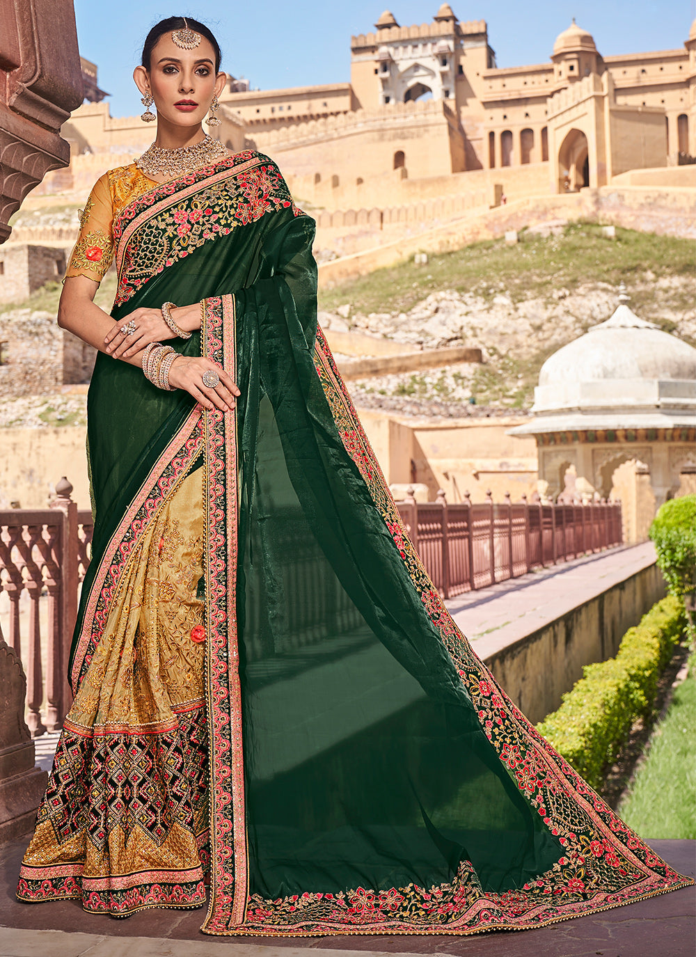 Fancy Fabric Designer Saree with Heavy Embroidery | Art Silk Blouse for Events