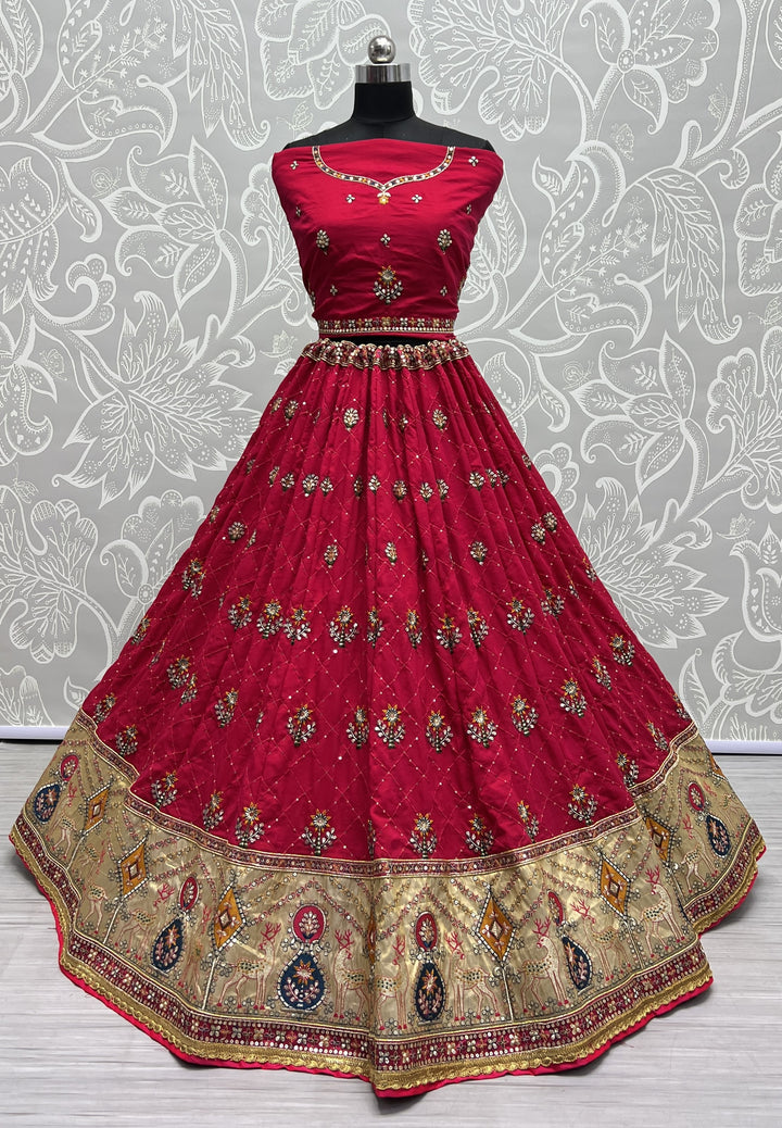 Silk Printed Lehenga with Jari & Sequins for Wedding | Traditional Elegance