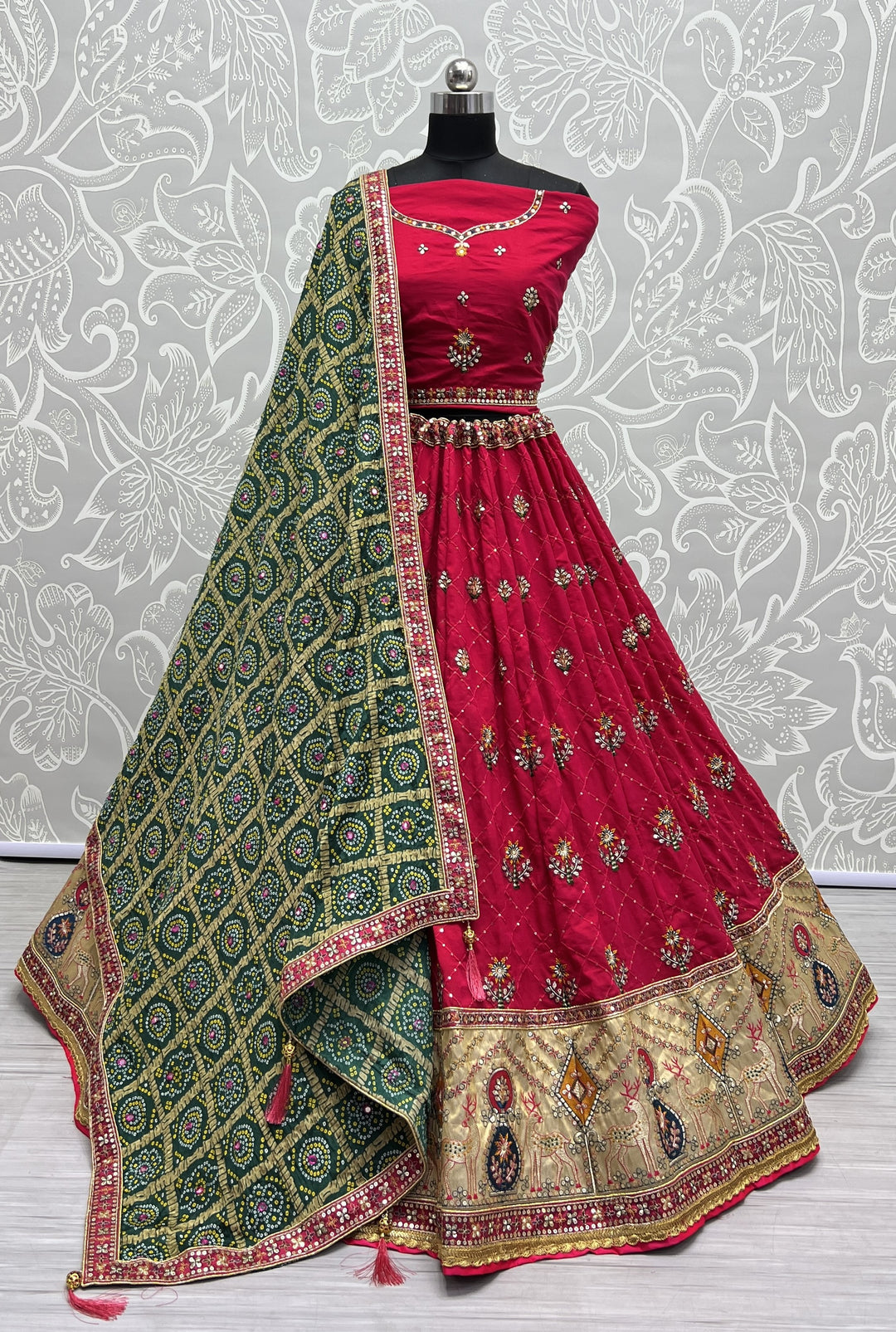 Silk Printed Lehenga with Jari & Sequins for Wedding | Traditional Elegance