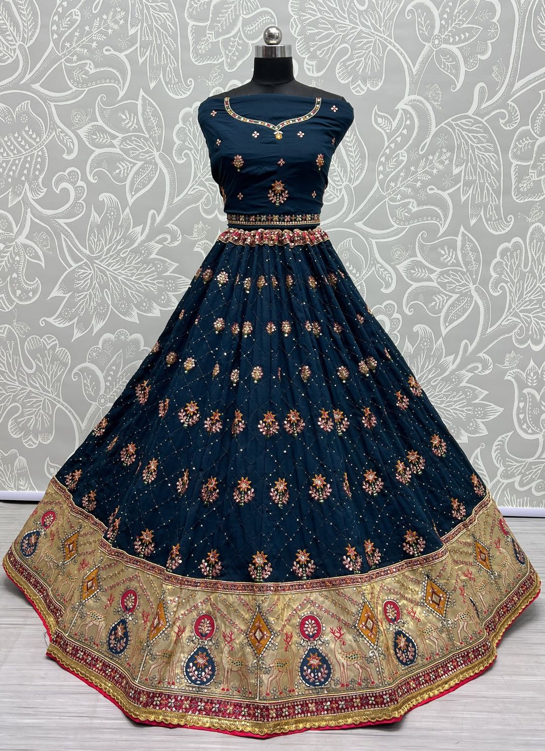 Silk Printed Lehenga with Jari & Sequins for Wedding | Traditional Elegance