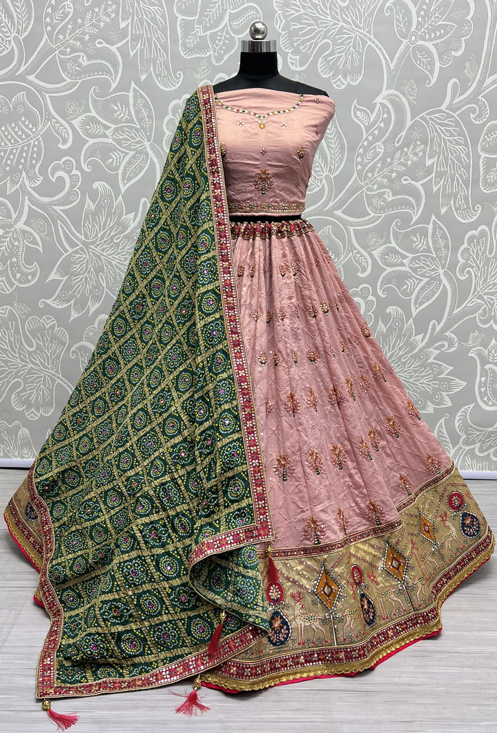 Silk Printed Lehenga with Jari & Sequins for Wedding | Traditional Elegance