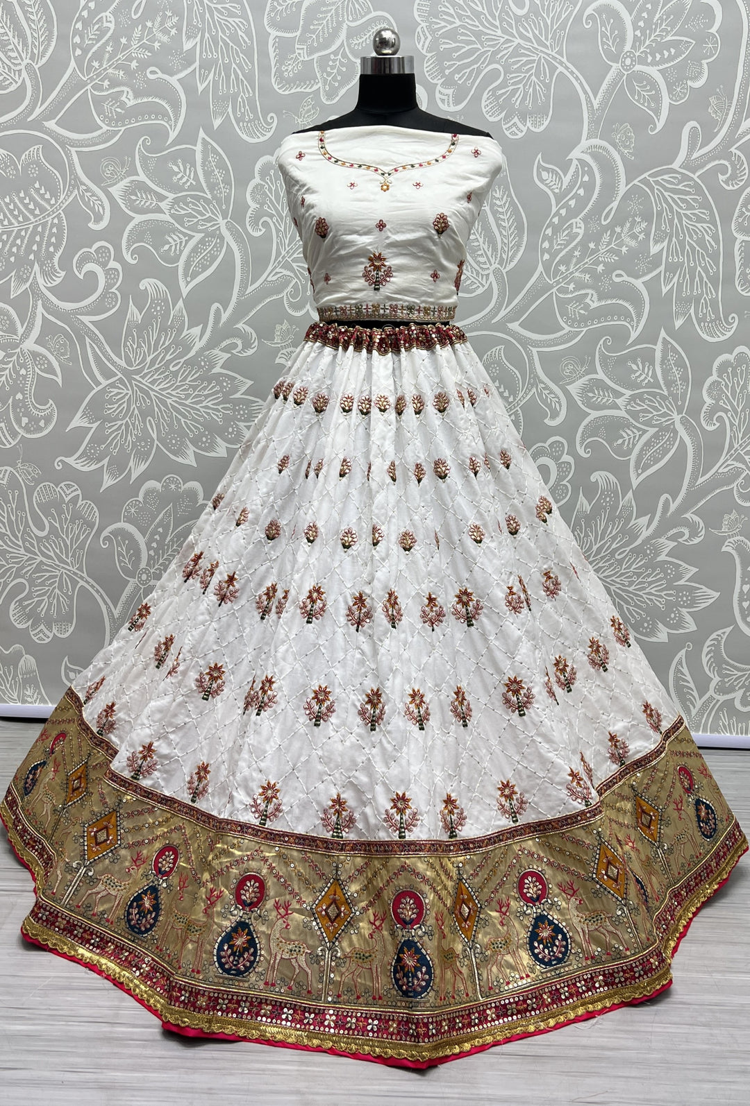 Silk Printed Lehenga with Jari & Sequins for Wedding | Traditional Elegance