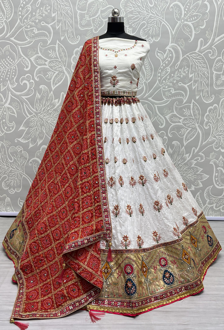 Silk Printed Lehenga with Jari & Sequins for Wedding | Traditional Elegance