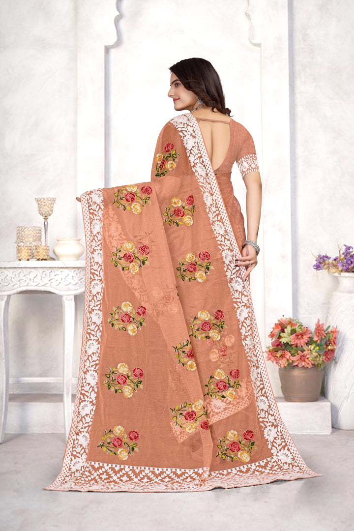 Organza Saree | Heavy Multy Thread Embroidery Work for Party Wear