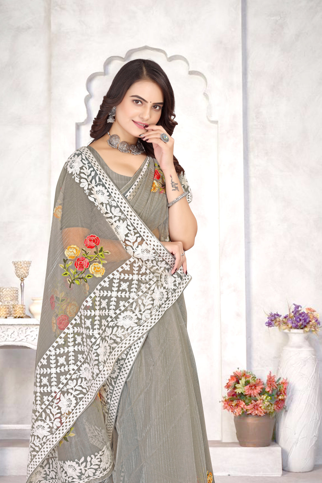 Organza Saree | Heavy Multy Thread Embroidery Work for Party Wear