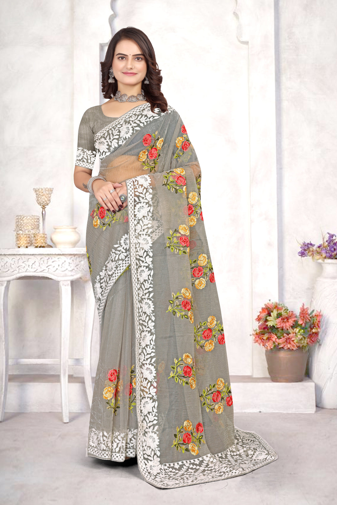 Organza Saree | Heavy Multy Thread Embroidery Work for Party Wear