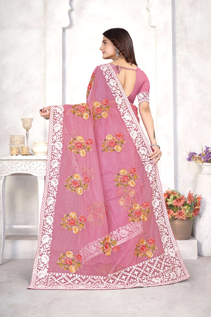 Organza Saree | Heavy Multy Thread Embroidery Work for Party Wear