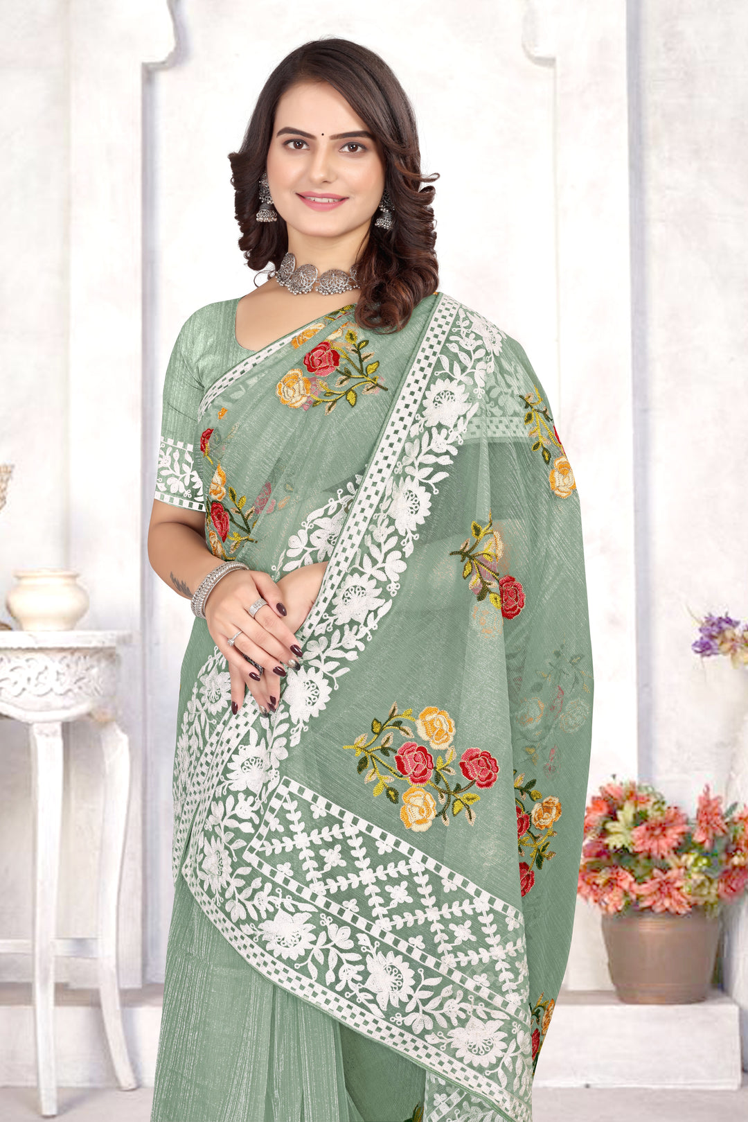 Organza Saree | Heavy Multy Thread Embroidery Work for Party Wear