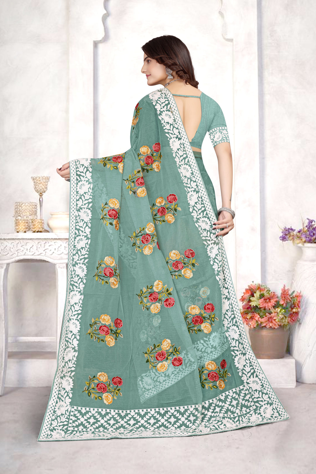 Organza Saree | Heavy Multy Thread Embroidery Work for Party Wear