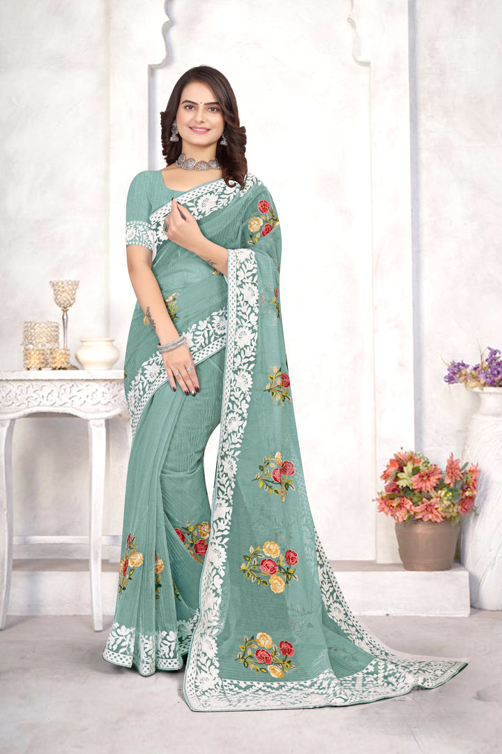 Organza Saree | Heavy Multy Thread Embroidery Work for Party Wear