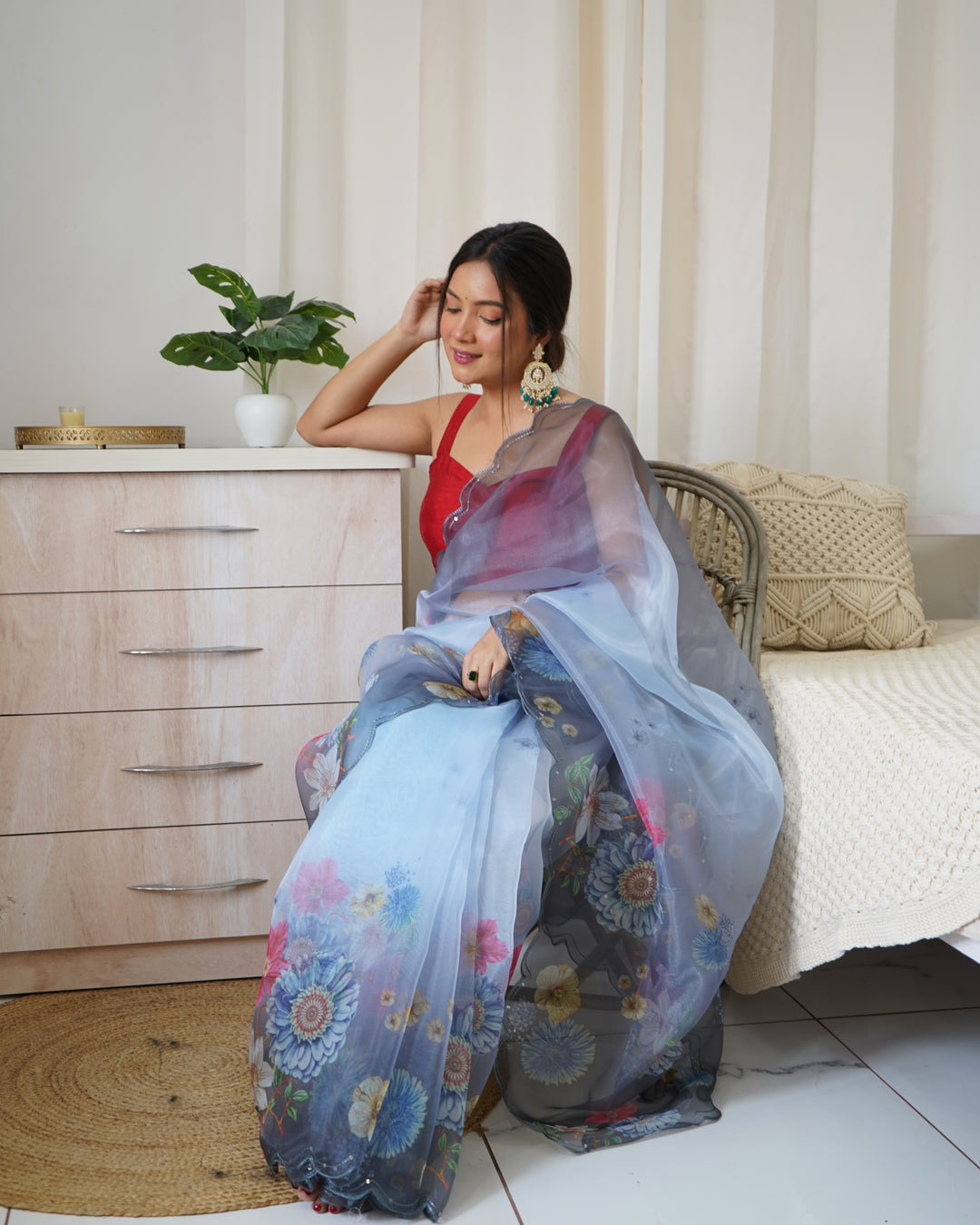 Digital Printed Organza Saree with Art-Silk Blouse | Festive & Wedding Wear