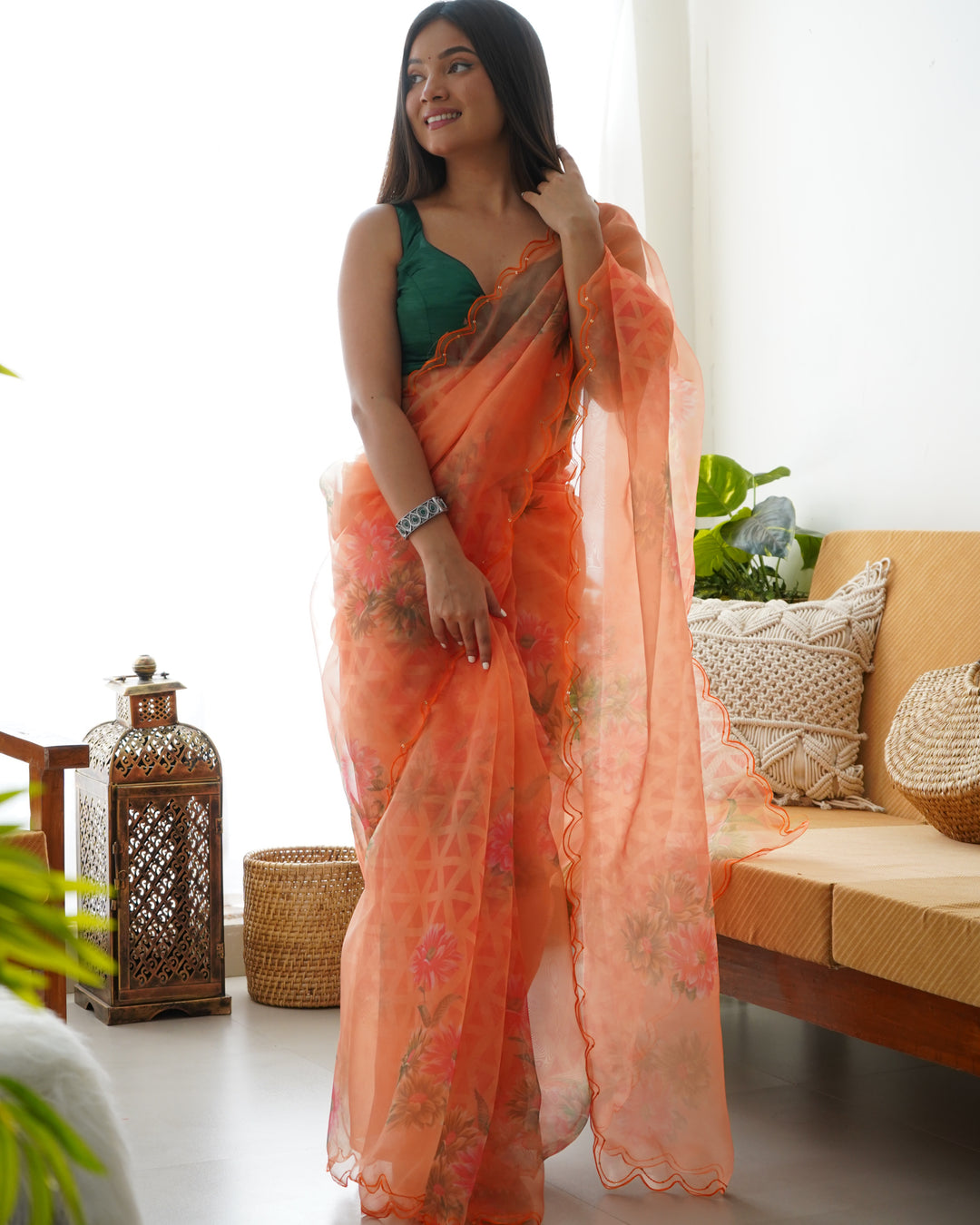 Digital Printed Organza Saree with Art-Silk Blouse | Elegant Party Wear