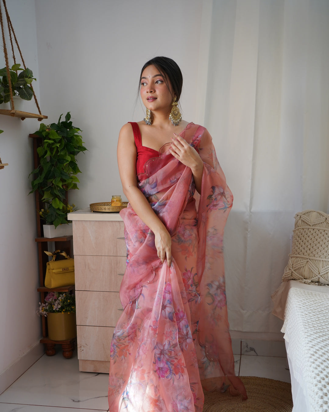 Digital Printed Organza Saree with Art-Silk Blouse | Perfect for Weddings & Festive Events