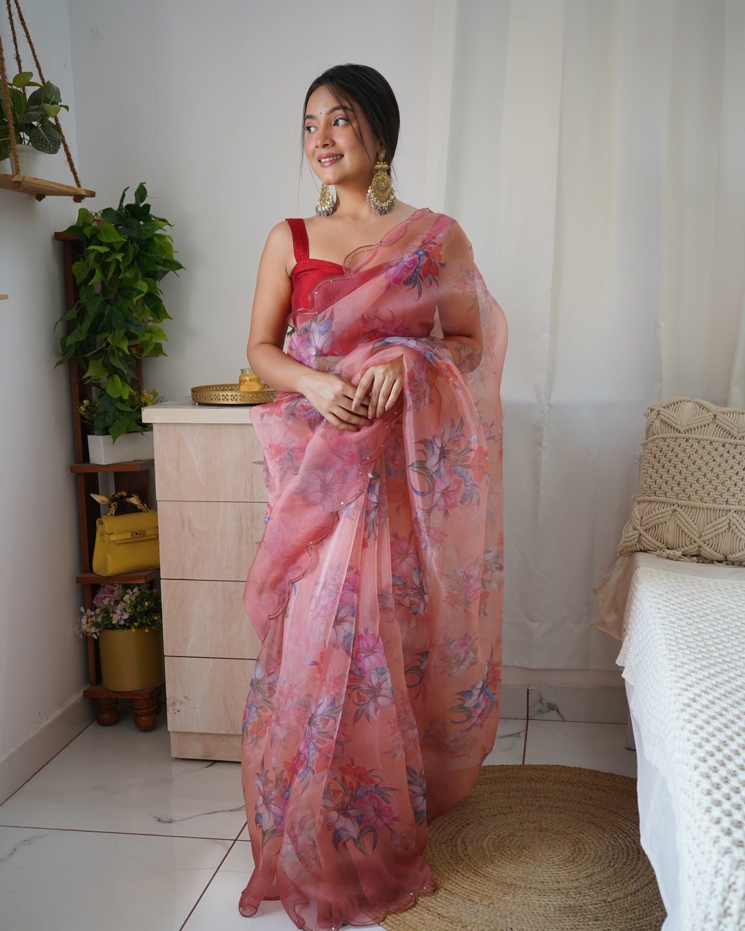 Digital Printed Organza Saree with Art-Silk Blouse | Perfect for Weddings & Festive Events